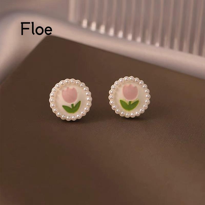 Fl Anting Tusuk Asimetris Silver S925 Desain Bunga Tulip Hias Pita Untuk Wanita