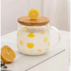 

Unik Glass Mug with Wooden Lid Spoon / Cangkir Kaca Lucu / Gelas Korea Berkualitas
