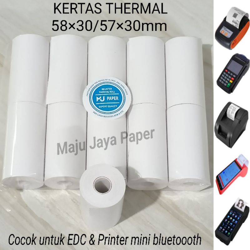 

KERTAS SETRUK THERMAL EDC 57×30mm /PER PACK ISI 10 ROLL