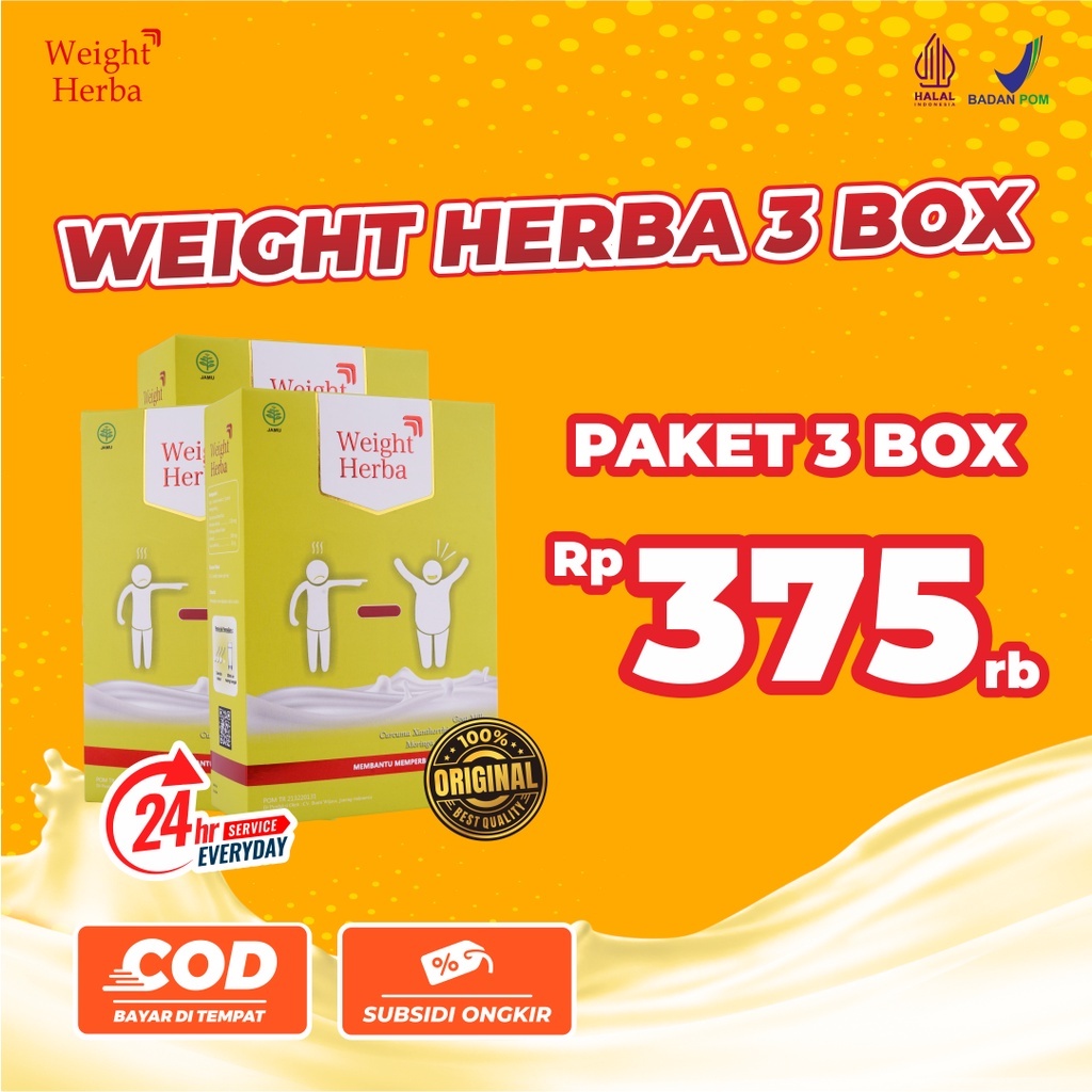 Weight Herba 3 Box Susu Alami penggemuk Badan Permanen