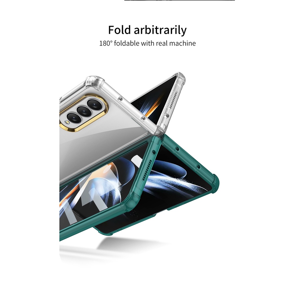 Airbag Case Transparent Mobile Phone Case for Samsung Galaxy Z Fold 4 Creative Anti-fall Clear Protective Cover