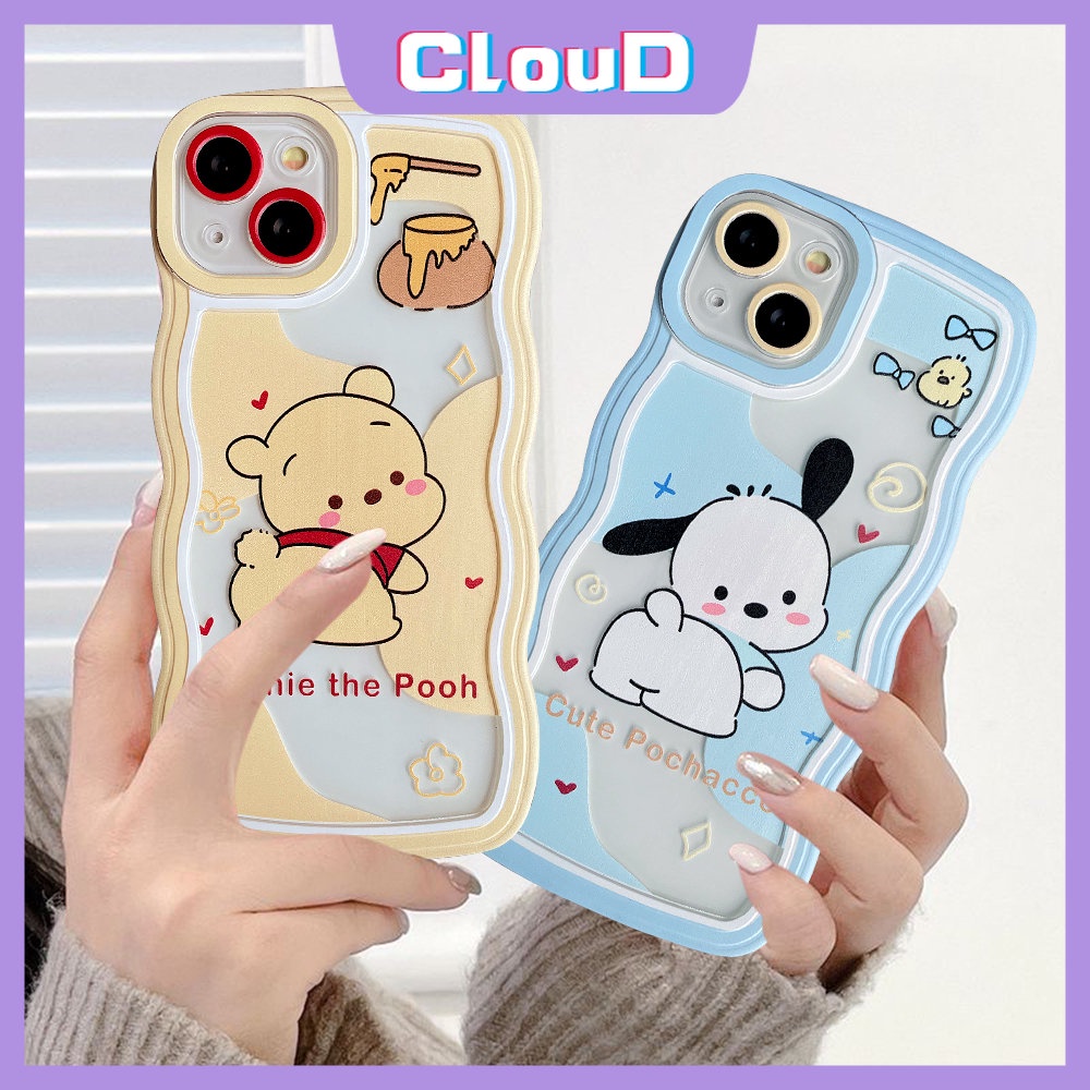 Soft Tpu Cute Pochacco Case Realme C35 C25Y C33 C30 C25s C20A C15 C25 C17 C3 C12 C20A C21Y C1 C11 C20 8 9 7 10 8i 7i 6i 5i 5 5s Wavy Edge Cartoon Winnie the Pooh Sarung Tahan Guncangan