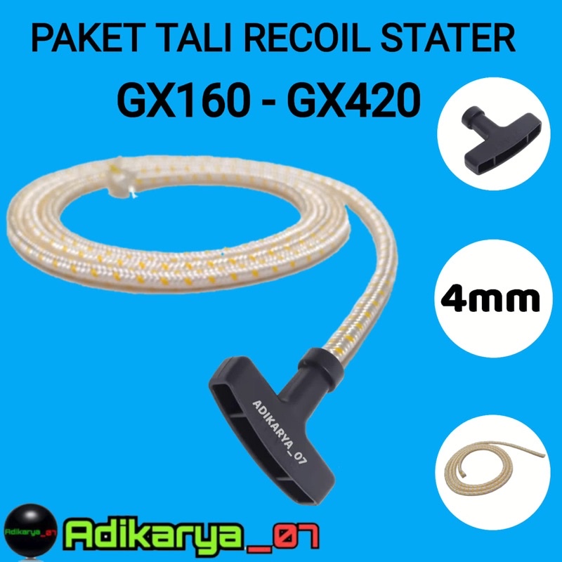 Jual Tali Recoil Starter Stater Gx Tarikan Pegangan Mesin Gx Recoil Stater Gx Shopee