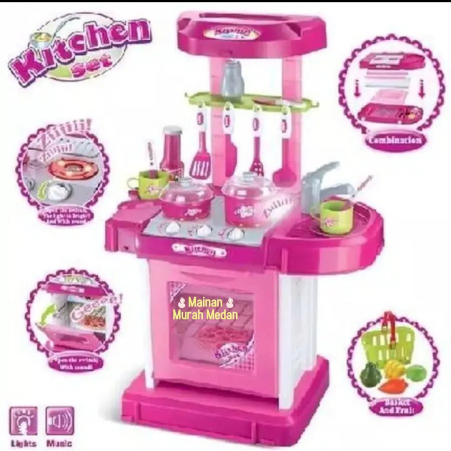 Mainan Murah Medan - Mainan Kitchen Set Pink Koper Mainan Masak Masakan Anak Mainan Kitchen Set Jumb
