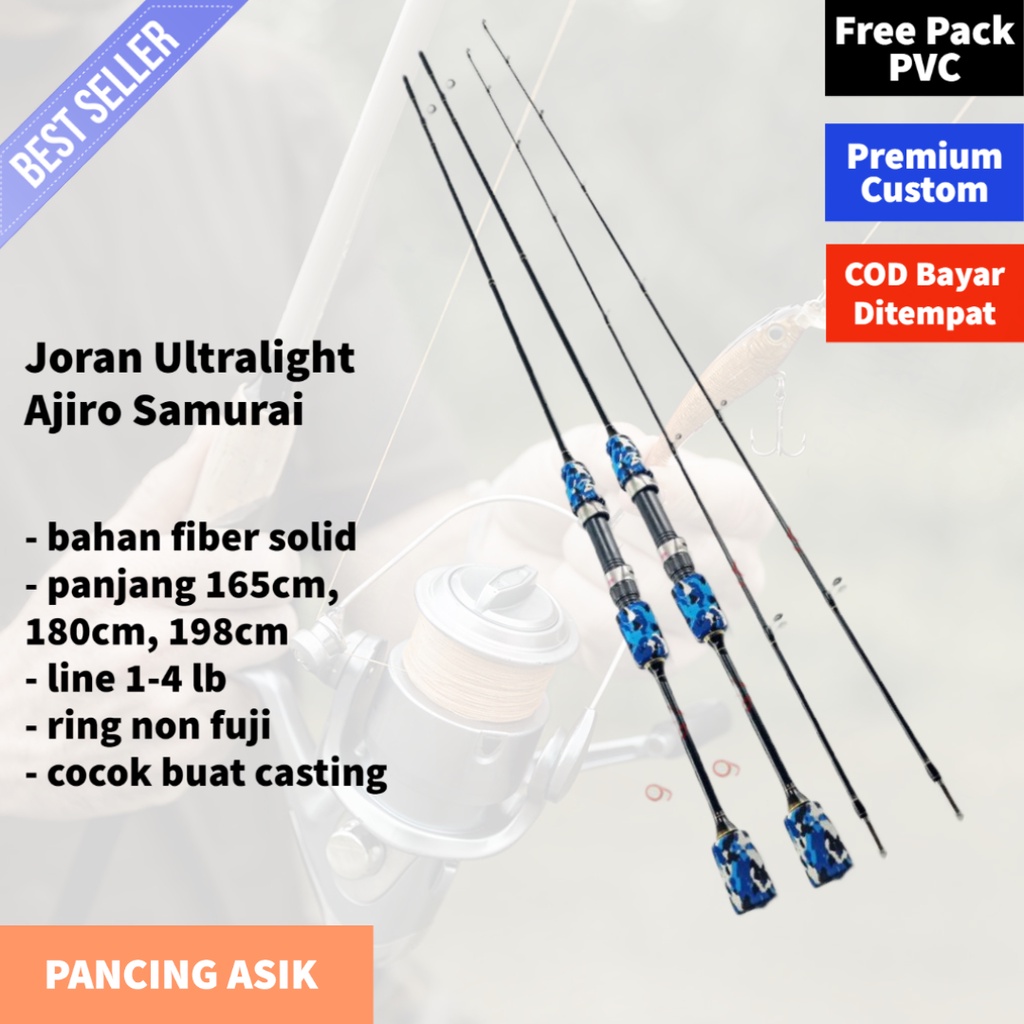 Joran Ultralight Samurai Doreng 1-4lb Fiber Solid 165cm & 180cm - Joran UL Lentur