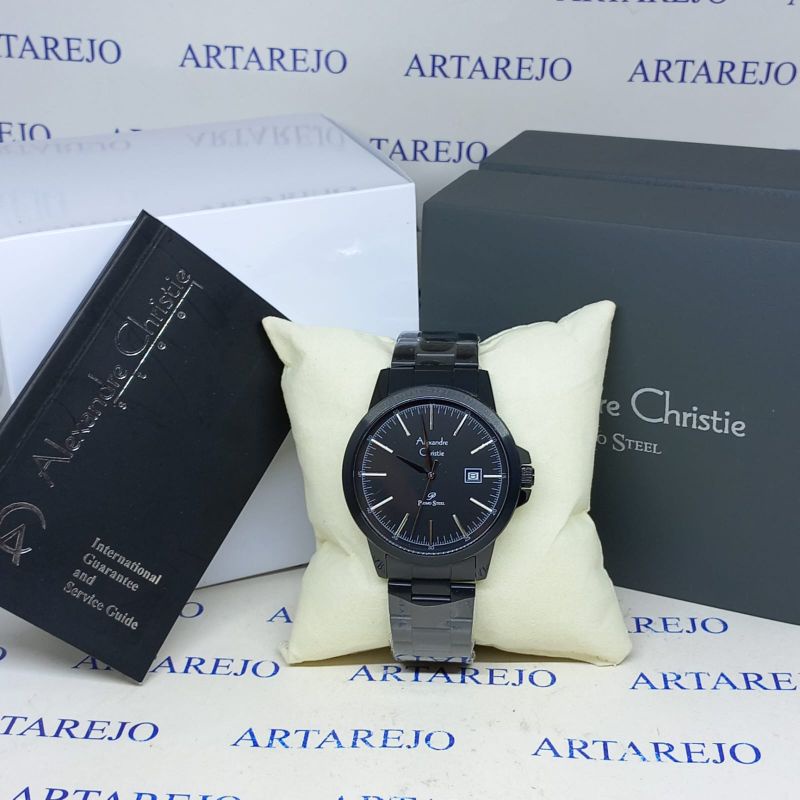 JAM TANGAN PRIA ALEXANDRE CHRISTIE AC 1008 FULL HITAM ORIGINAL