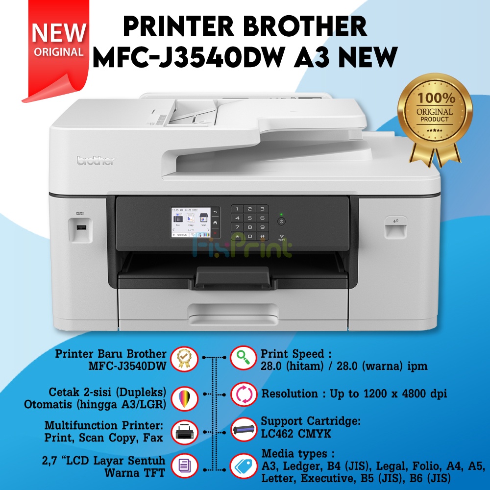 Printer Brother A3 Inkjet Print Scan Copy MFC-J3540DW Multifunction Color Duplex WiFi Fax LAN Borderless Pengganti MFC-J3530DW J3530