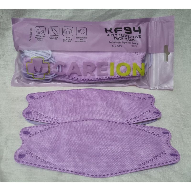 KF 94 WARNA 4PLY TERBARU MASKER KF 94 KOREA (ISI 10PCS)  KF94 MOUSON / KF94 WE MASK / KF94 CAREION-KF94 LILAC