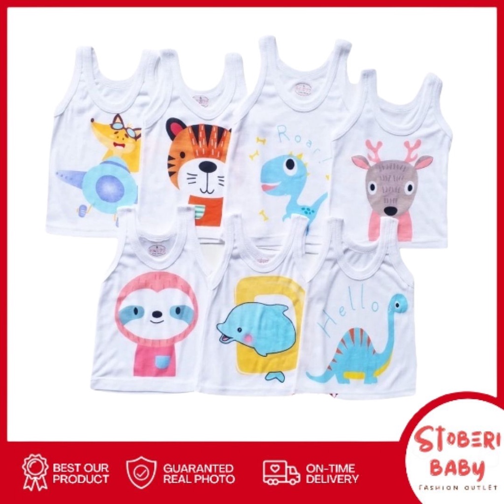 stoberi baby - KAOS SINGLET MOTIF ANAK kaos dalam oblong anak laki2 dan perempuan newborn-3thn PART4