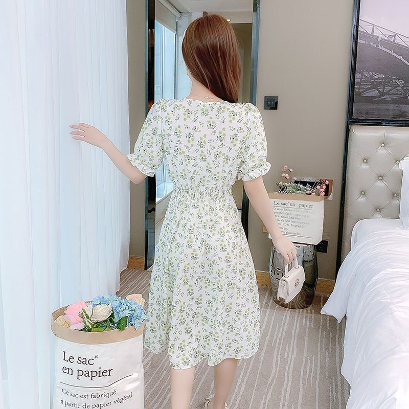 Lengan Pendek Gaun Sifon Anak-anak 2022 Musim Panas Baru In Super Peri Mahasiswa Leher V Mori Bunga Peri Gaun