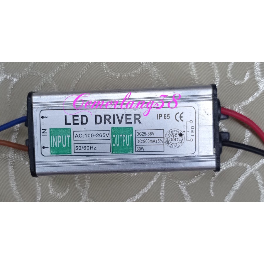 LED Driver 30 Watt 900 mA Casing Besi IP65 AC - DC 25 - 36V WATERPROOF