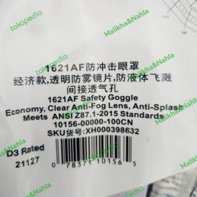 3M Safety Goggle 1621 AF - 1621AF