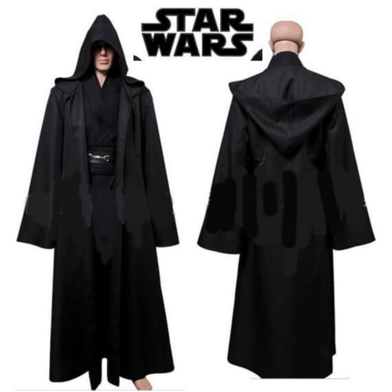 Kostum Halloween Jubah Hitam Star Warz Jedi Vader Anak &amp; Dewasa