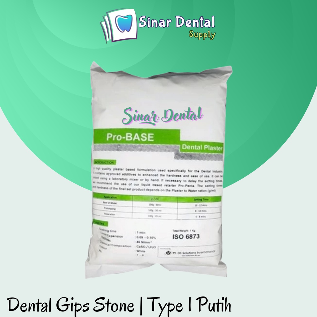 dental gip stone gips white gipsum probase tipe 1 Bahan cetak gigi palsu tipe 1 putih