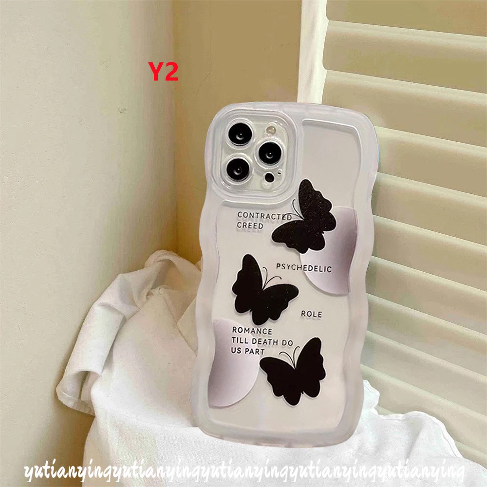 Soft Case Desain Kupu-Kupu Warna Hitam Untuk Vivo Y21 Y15 Y22 Y21s Y12 Y12i Y15s Y20 Y33s Y35 Y11 Y16 Y22s Y93 Y12s V20 V21 Y15s Y33s Y30 Y33s Y21T Y91C Y91 Y17