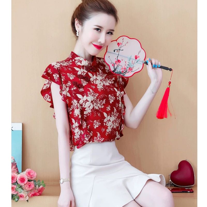 MDLV ~  0281# Baju CNY Plumera Cheongsam Top Imlek Sincia Import