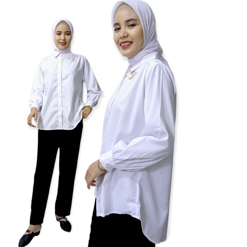 Kemeja Kantor Wanita Katun Toyobo Adem Original / Kemeja Putih Lengan Panjang Adem / Kemeja formal/ 