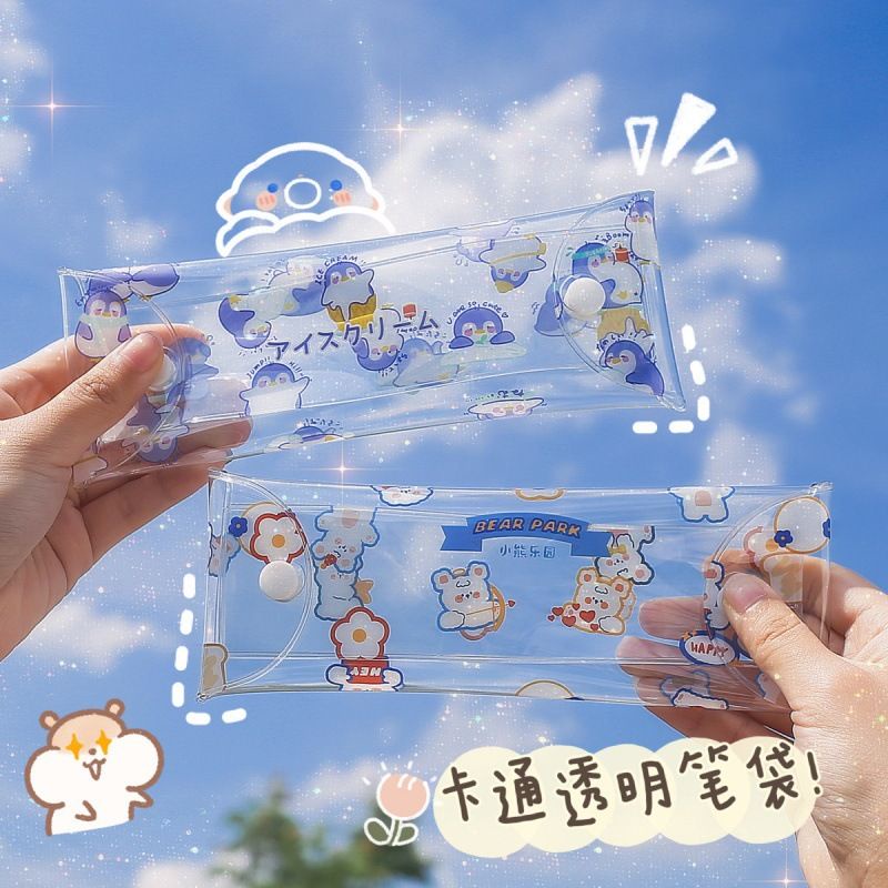 

[COD] Pencil Case Simple Transparant PVC Storage Bag Tempat Pensil Motif Anak Lucu Transparan Kotak Pensil Karakter Anak Anak Lucu Transparan