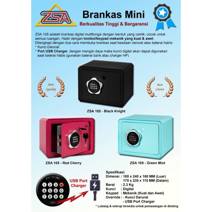 BRANKAS DIGITAL MINI | ZSA 105 | ORIGINAL | GARANSI RESMI