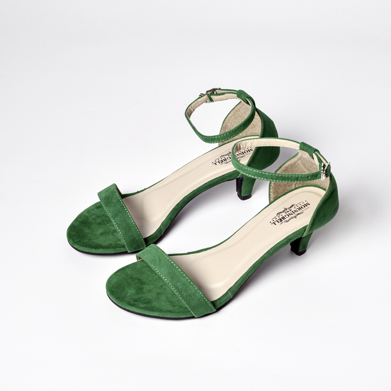 morningbell high heels berkualitas strap suede 5 cm