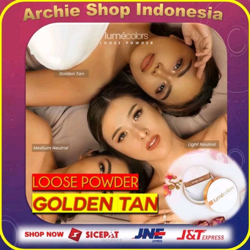 Loose Powder Pore Blurring Effect With Oil Control Bedak Tabur Lumecolors Ringan Flawless - Golden
