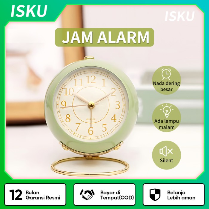 [Ready] Isku Quartz Vintage Alarm Clock Aesthetic Korean Style Jam Weker Premi [Dekorasi]