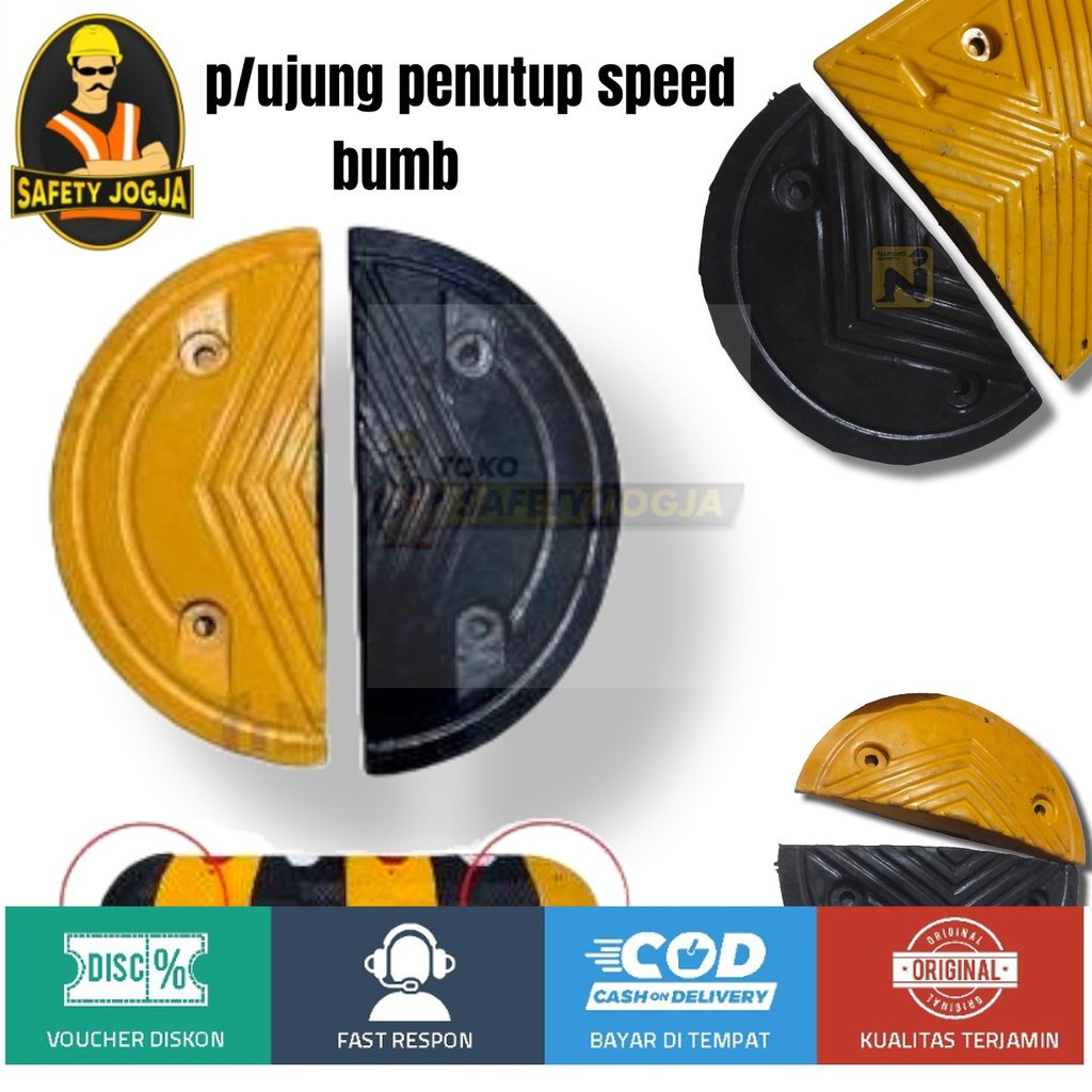 Ujung Speed Bumb End Cup Setengah Lingkaran 1 set hitam dan kuning  5CM