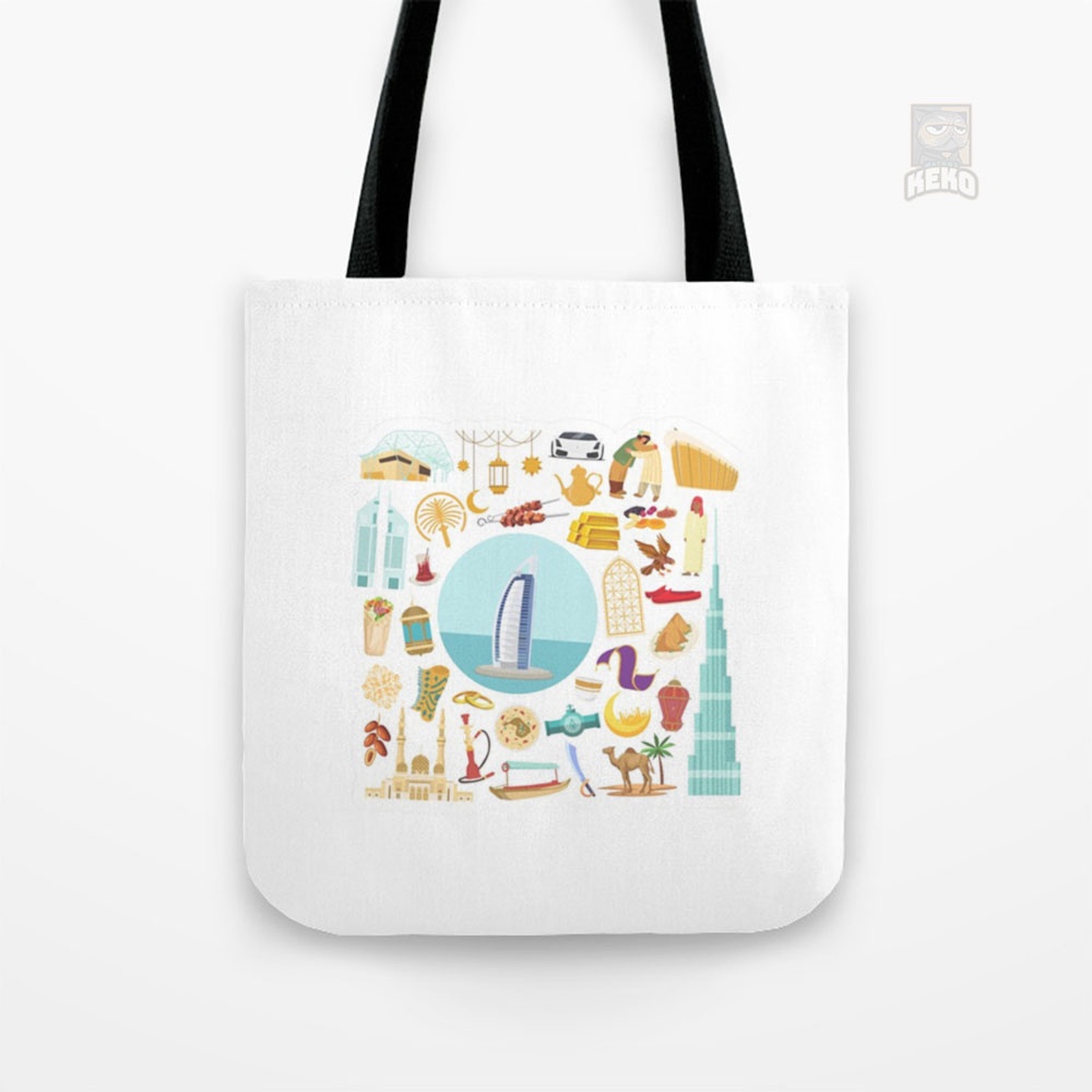 United Arab Emirates Icons Tote Bag Kanvas