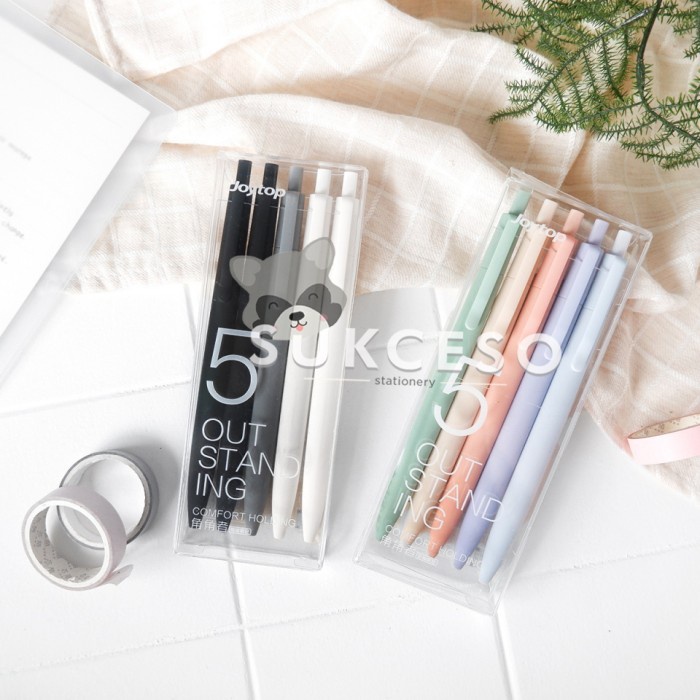 

:0:0:0] Soft Touch Color Glaze Gel Pen Set 5pc / Pena Pulpen Gel Runcing Lucu