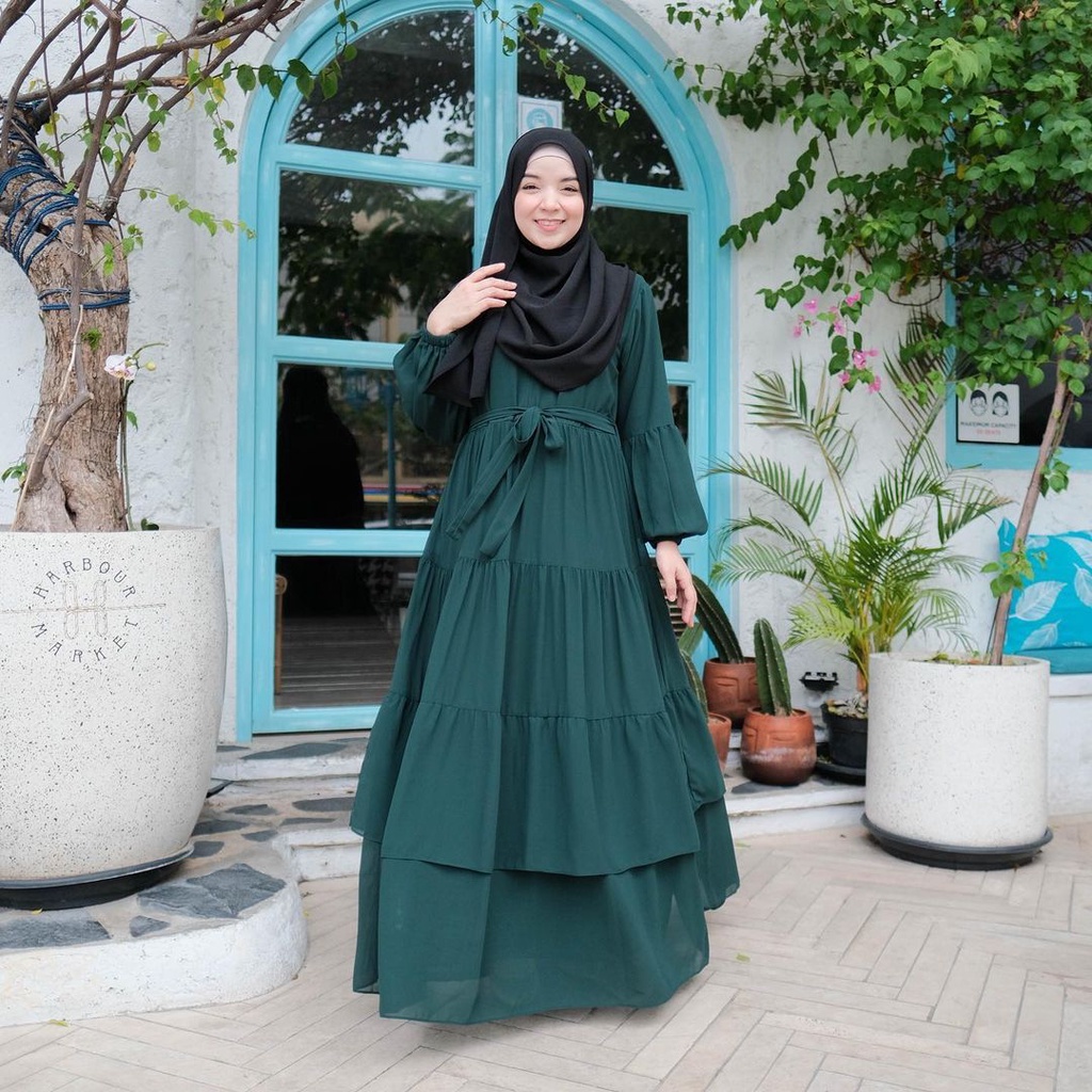 Gamis Ceruty ALMA MAXY Dress Zipper Depan LD 110cm