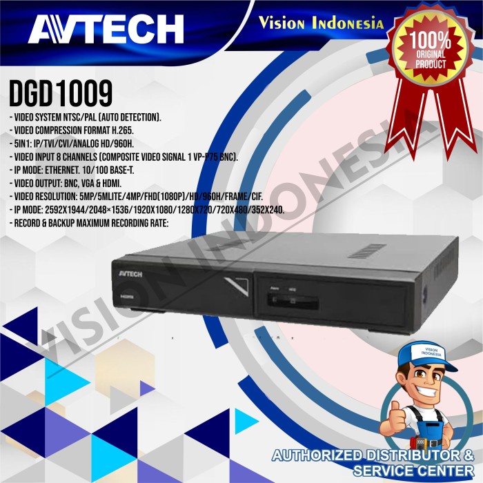 New Dvr Avtech 5Mp 8Ch Dgd1009 / Dgd 1009 Original Avtech Resmi
