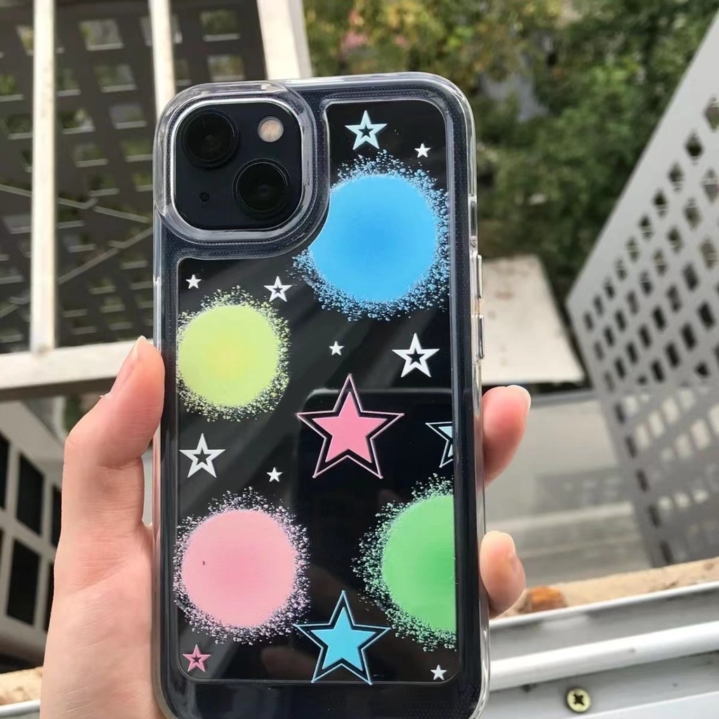 IPHONE Dot Star Soft Case Kompatibel Untuk Iphone14 13 12 11 Pro XS Max XR X8 7 Plus Casing Ponsel Silikon Transparan TPU Shockproof Cover