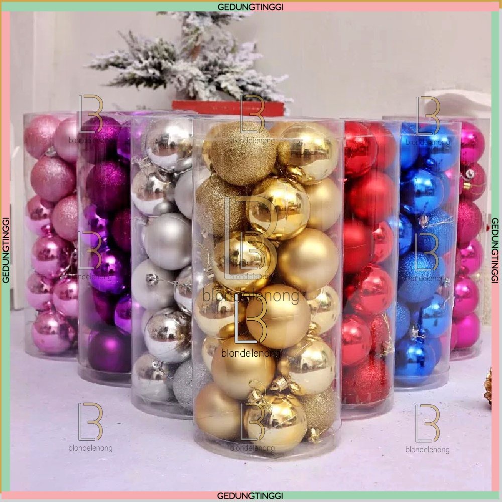 Gantungan Hiasan Bola Dekorasi Hiasan Slinger Pohon Aksesoris Asesoris Asesories Aksesories Accessories Boneka Ornamen Ornament Parcel Parsel Hampers Natal Merry Christmas Noelle Ornaments 3 4 5 6 8 10Cm Gold Emas Silver Merah Hijau Oranye Orange Jumbo XL