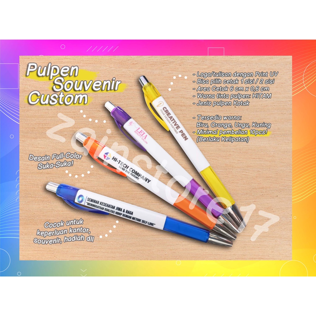 

[MINIMAL ORDER 10PCS] - Pulpen Souvenir Custom - isi tinta warna Hitam