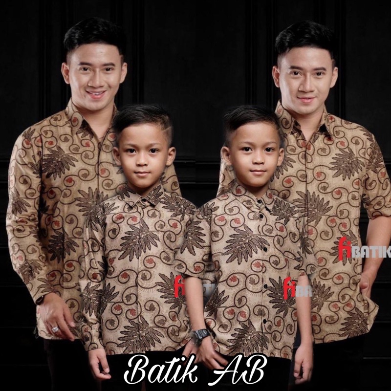 BATIK COUPLE AYAH DAN ANAK LAKI LAKI TERBARU / BATIK PRIA LENGAN PANJANG DAN PENDEK