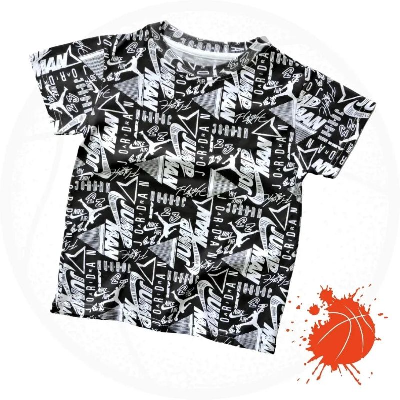 Kaos Jordan Anak Laki Laki Full Print Premium Keren Bahan Cotton Combed 30s Usia 3 4 5 6 7 Tahun