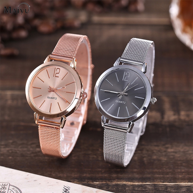 Jam Tangan Wanita A0102 Fashion Simple Steel Band Jam Kuarsa Kecil