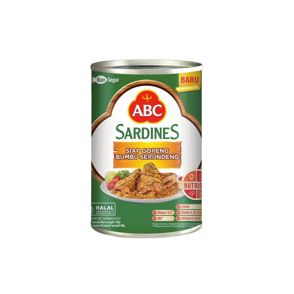 ABC Bundling Sarden Siap Goreng Bumbu Serundeng 400g &amp; 155g
