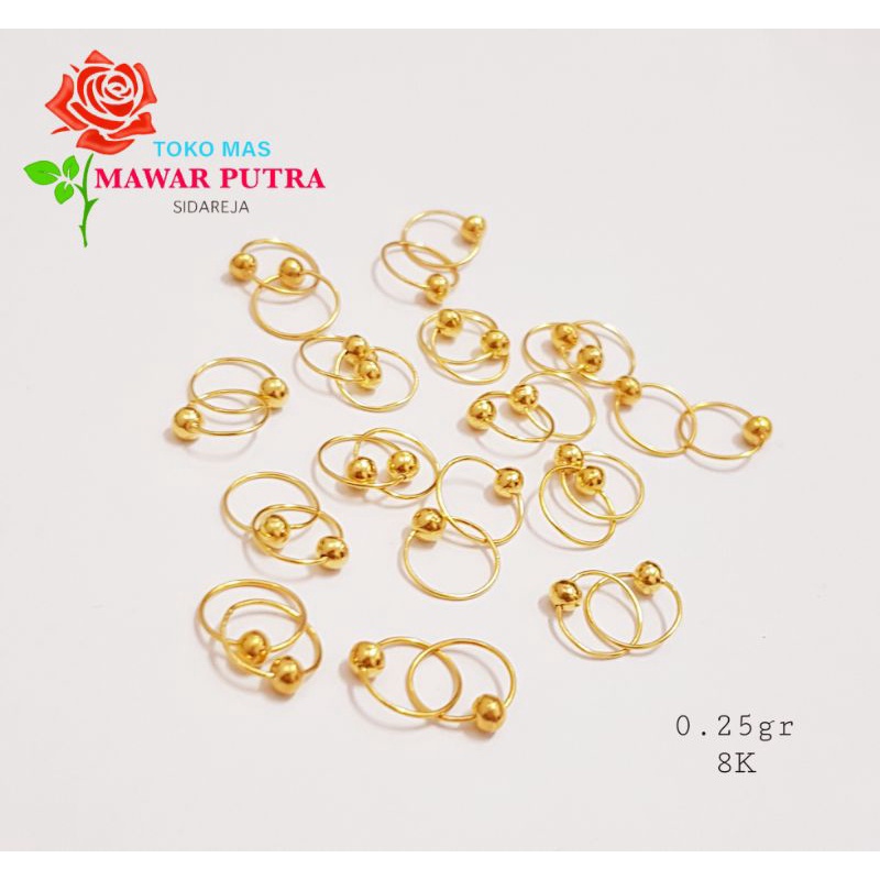 Anting emas bayi bulat 0.25gr / Anting bayi polos emas 8K
