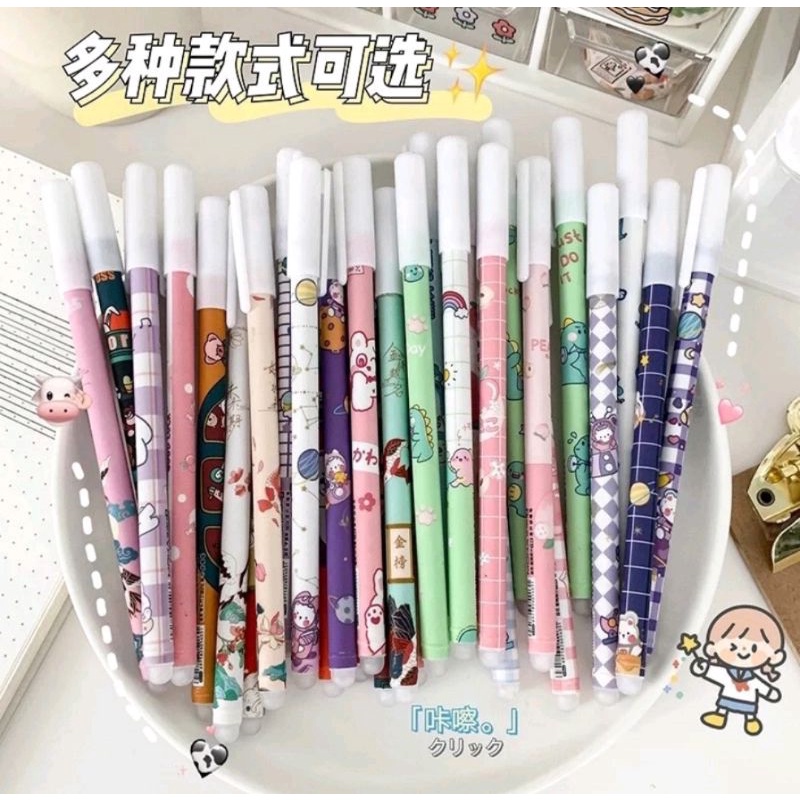 

Pulpen Bulpen Bisa Dihapus Pena Ballpoint tinta Hitam BT21 Hello Kitty My Melody unicorn among us kuda poni Viral Bisa Dihapus Ada Penghapus Murah