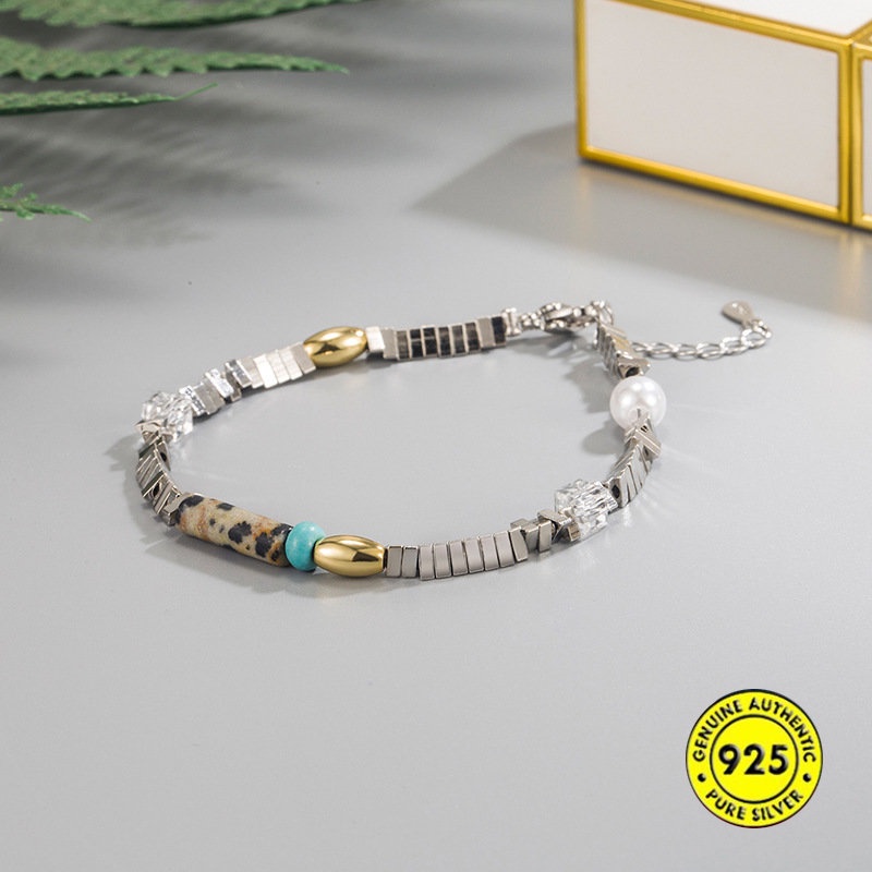 Gelang Tangan Manik-Manik Mutiara / Kerang / Leopard Warna Emas / Silver Untuk Wanita U1355