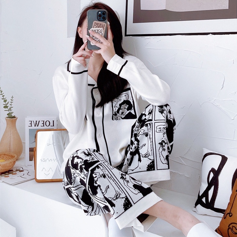 TELLY ➡️ 343 Set Piyama Baju Tidur Wanita Import PP Fashion Kerah Kancing Lengan Panjang Celana Panjang