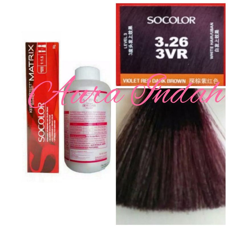 MATRIX SOCOLOR NO. 3.26 / 3VR VIOLET RED DARK BROWN DAN OXYDANT 135ML