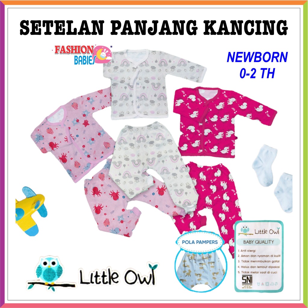 LITTLE OWL - BABY SET | SETELAN BAYI KANCING PANJANG MIRIP VELVET ❤ Fashionbabies ❤