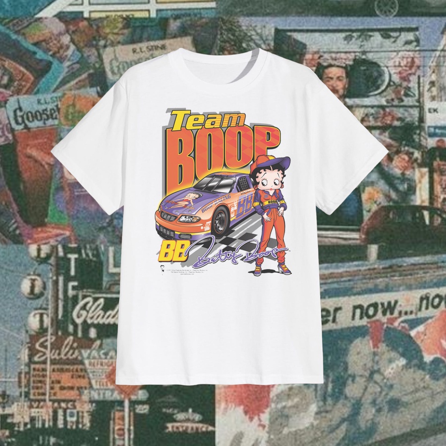 HAPI BASIC "Betty Boop Team Boop" Nascar JDM T-Shirt | Regular T-shirt | Stone Wash | Kaos VINTAGE C