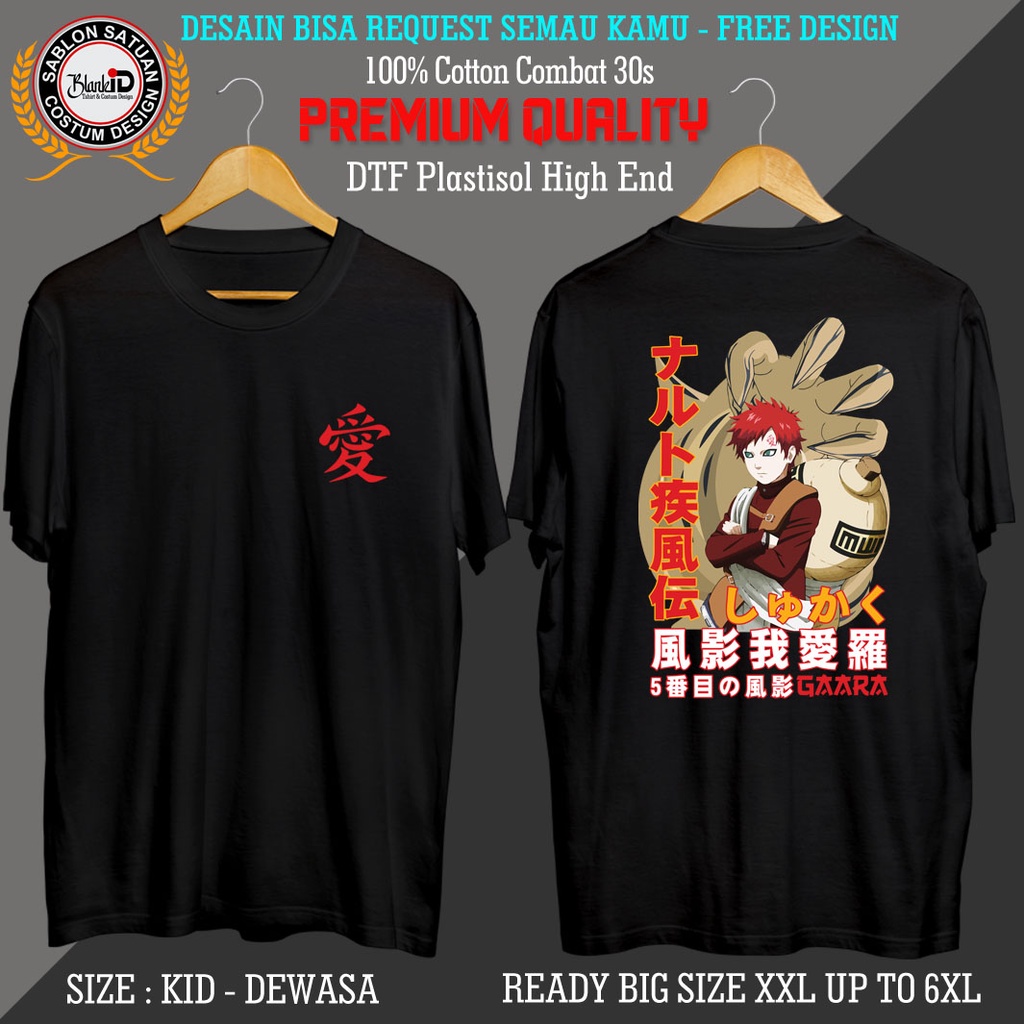 Kaos anime Gaara Naruto Shipunden | Baju Gaara Kazekage Big Size Ready