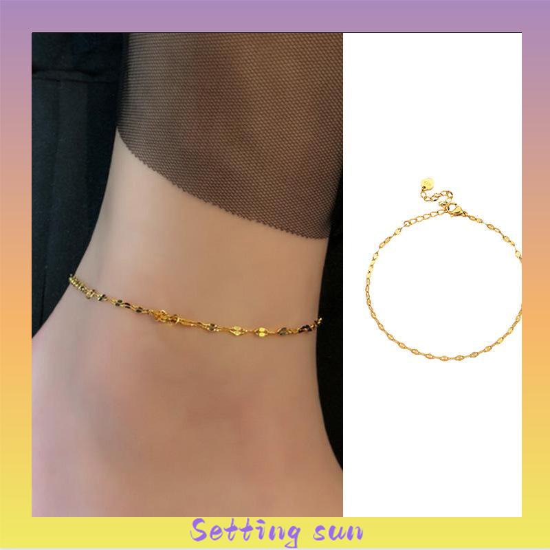 Gelang Kaki Titanium Lapis Emas 24k Gold Anti Luntur  Anti Karatan TN