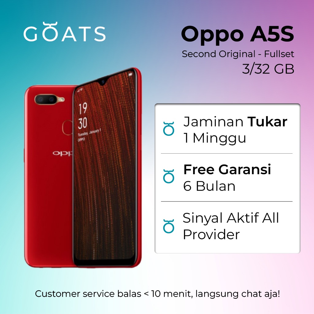Oppo A5s Second Seken Bekas Garansi 6 Bulan - Fullset 100% Original Ori Asli Mulus Like New