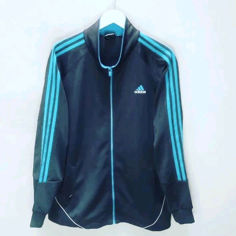 tracktop adidas abu dan biru two tone ukuran XL jaket jumbo original size besar thrift second atau s