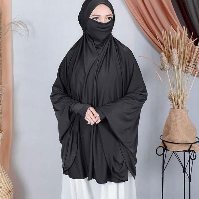 Jilbab Lengan Hijab Tangan Bergo Lengan Jilbab Lengan Panjang Khania - Hitam